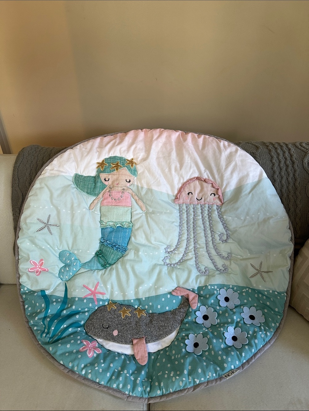 NoJo Sugar Reef Mermaid Nautical Round Play Quilt Playmat